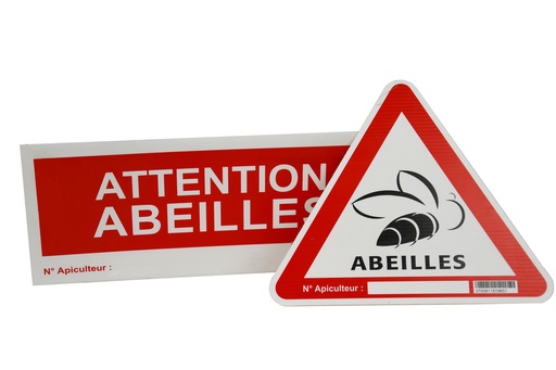 [M - 0048] Panneau rectangulaire aquilux “attention abeille”